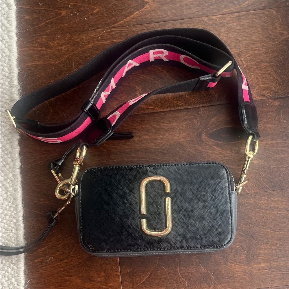 Marc Jacobs Black Bag with Gold and Pink Strap